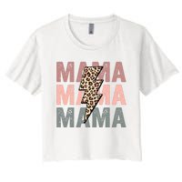 Retro Mama Leopard Mama Women's Crop Top Tee