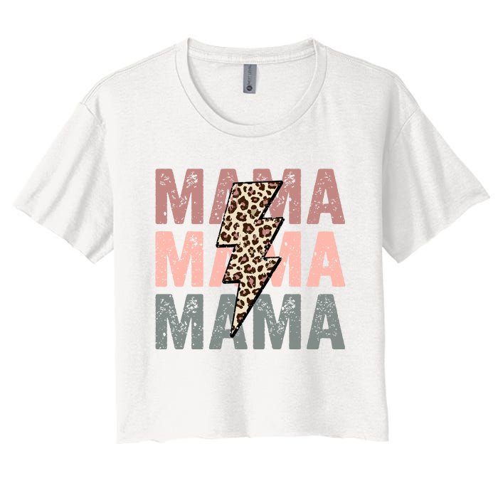 Retro Mama Leopard Mama Women's Crop Top Tee