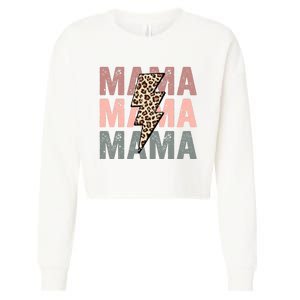 Retro Mama Leopard Mama Cropped Pullover Crew