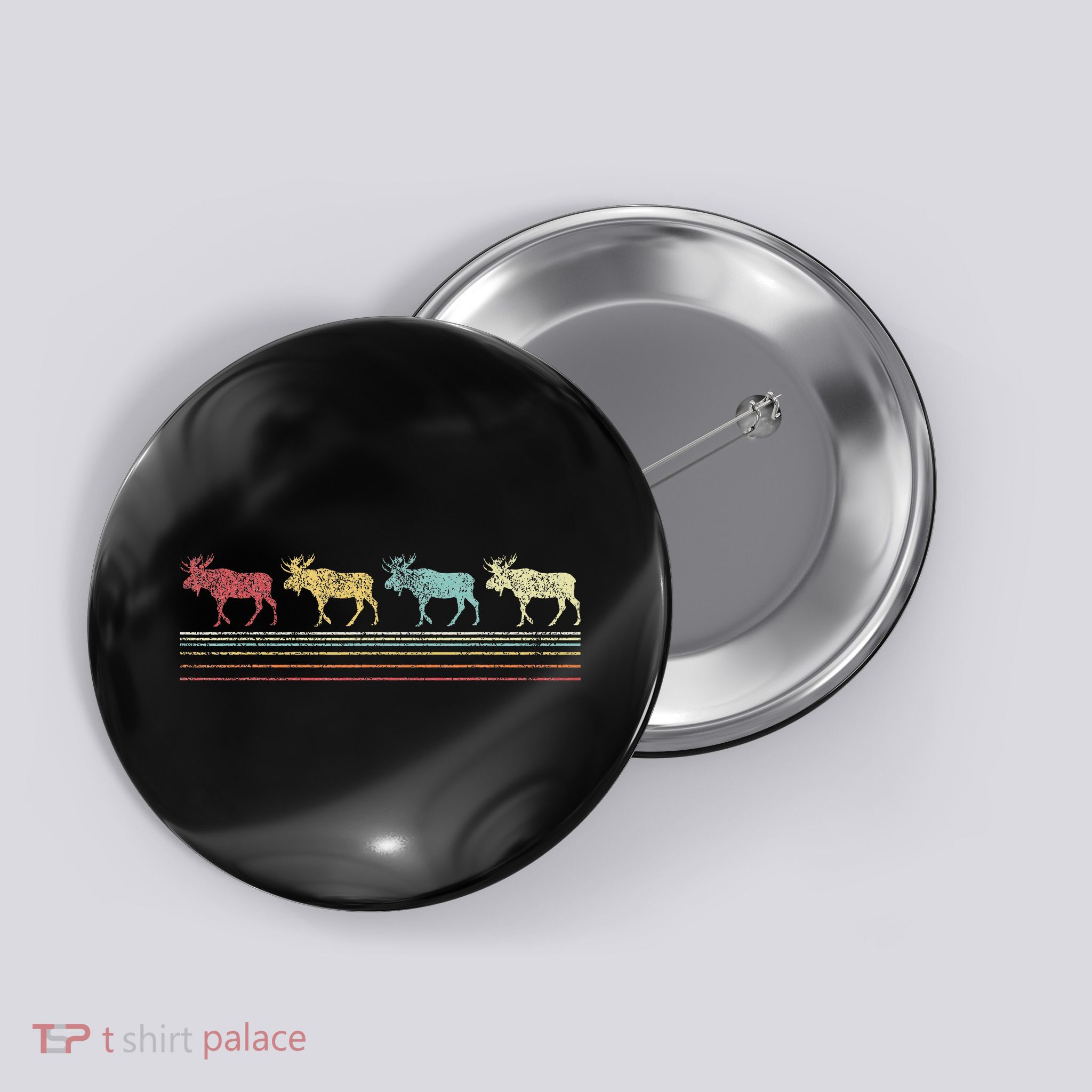 Retro Moose Lover Funny Moose Vintage Button