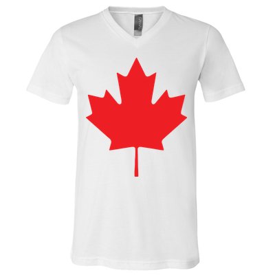 Red Maple Leaf Flag Of Canada Cool Canadian Flags V-Neck T-Shirt