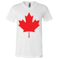 Red Maple Leaf Flag Of Canada Cool Canadian Flags V-Neck T-Shirt