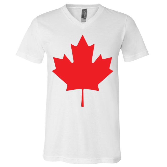 Red Maple Leaf Flag Of Canada Cool Canadian Flags V-Neck T-Shirt