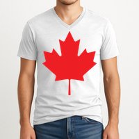 Red Maple Leaf Flag Of Canada Cool Canadian Flags V-Neck T-Shirt