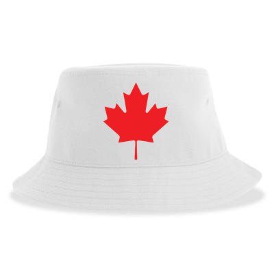 Red Maple Leaf Flag Of Canada Cool Canadian Flags Sustainable Bucket Hat