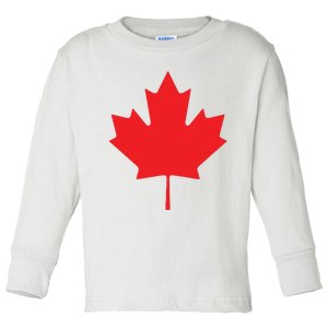 Red Maple Leaf Flag Of Canada Cool Canadian Flags Toddler Long Sleeve Shirt