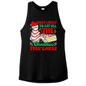 Retro Most Likely To Eat All The Christmas Tree Cakes Debbie Ladies PosiCharge Tri-Blend Wicking Tank