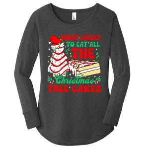 Retro Most Likely To Eat All The Christmas Tree Cakes Debbie Women's Perfect Tri Tunic Long Sleeve Shirt