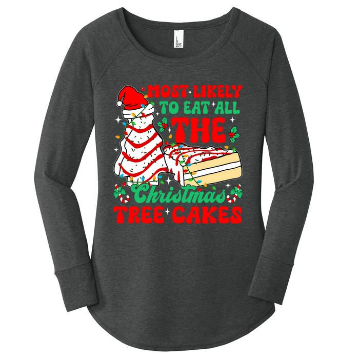 Retro Most Likely To Eat All The Christmas Tree Cakes Debbie Women's Perfect Tri Tunic Long Sleeve Shirt