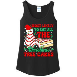 Retro Most Likely To Eat All The Christmas Tree Cakes Debbie Ladies Essential Tank