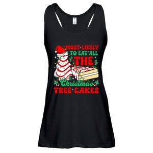 Retro Most Likely To Eat All The Christmas Tree Cakes Debbie Ladies Essential Flowy Tank