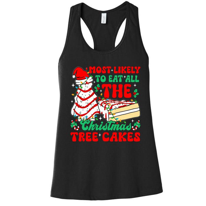 Retro Most Likely To Eat All The Christmas Tree Cakes Debbie Women's Racerback Tank