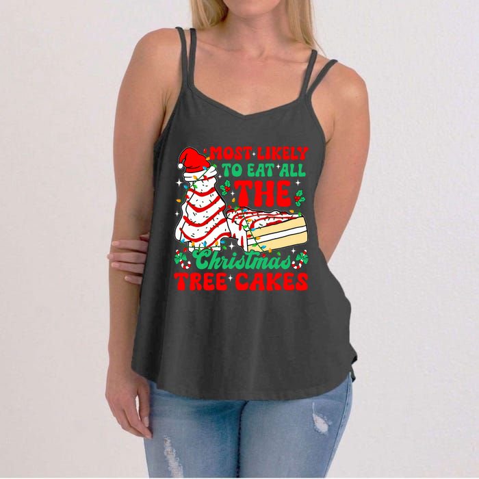 Retro Most Likely To Eat All The Christmas Tree Cakes Debbie Women's Strappy Tank