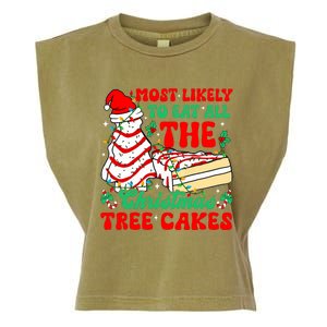 Retro Most Likely To Eat All The Christmas Tree Cakes Debbie Garment-Dyed Women's Muscle Tee