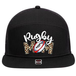 Rugby Mom Leopard Funny Wo Mommy Mother's Day 7 Panel Mesh Trucker Snapback Hat