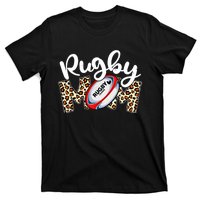 Rugby Mom Leopard Funny Wo Mommy Mother's Day T-Shirt