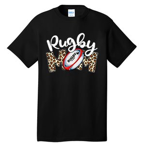 Rugby Mom Leopard Funny Wo Mommy Mother's Day Tall T-Shirt