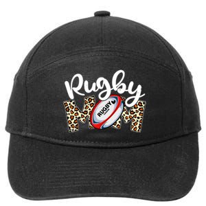 Rugby Mom Leopard Funny Wo Mommy Mother's Day 7-Panel Snapback Hat