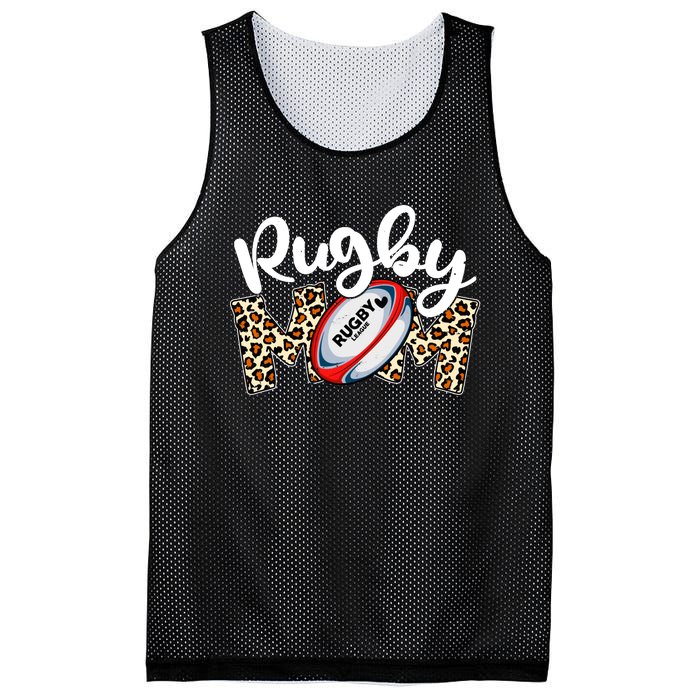 Rugby Mom Leopard Funny Wo Mommy Mother's Day Mesh Reversible Basketball Jersey Tank