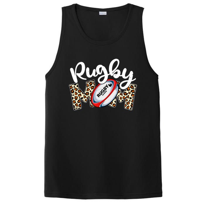 Rugby Mom Leopard Funny Wo Mommy Mother's Day PosiCharge Competitor Tank