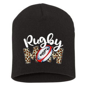 Rugby Mom Leopard Funny Wo Mommy Mother's Day Short Acrylic Beanie