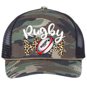 Rugby Mom Leopard Funny Wo Mommy Mother's Day Retro Rope Trucker Hat Cap