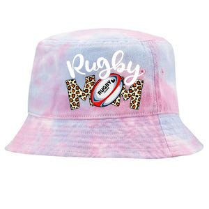 Rugby Mom Leopard Funny Wo Mommy Mother's Day Tie-Dyed Bucket Hat