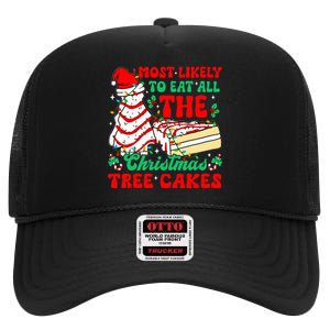 Retro Most Likely To Eat All The Christmas Tree Cakes Debbie High Crown Mesh Back Trucker Hat