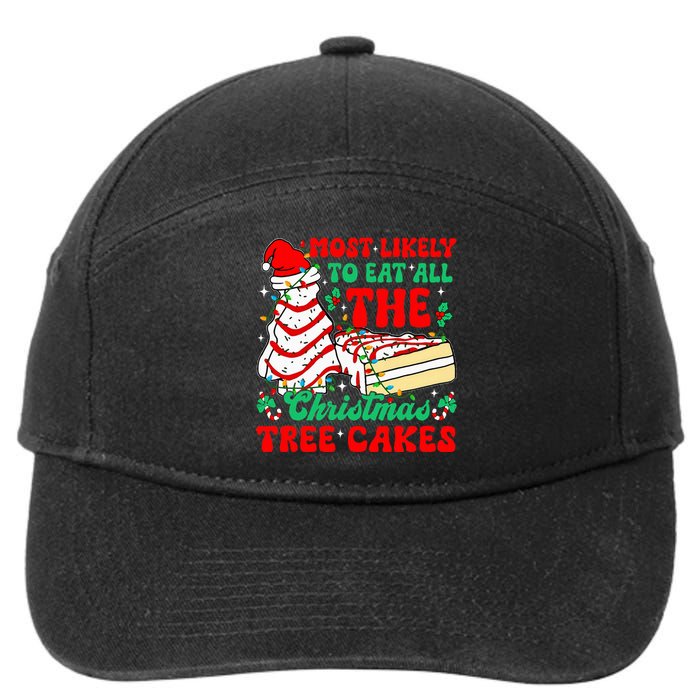 Retro Most Likely To Eat All The Christmas Tree Cakes Debbie 7-Panel Snapback Hat