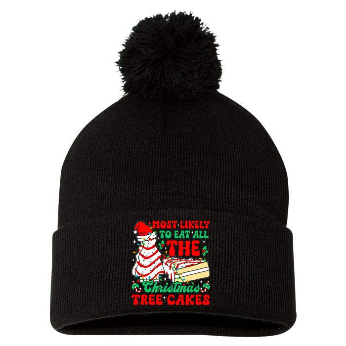 Retro Most Likely To Eat All The Christmas Tree Cakes Debbie Pom Pom 12in Knit Beanie