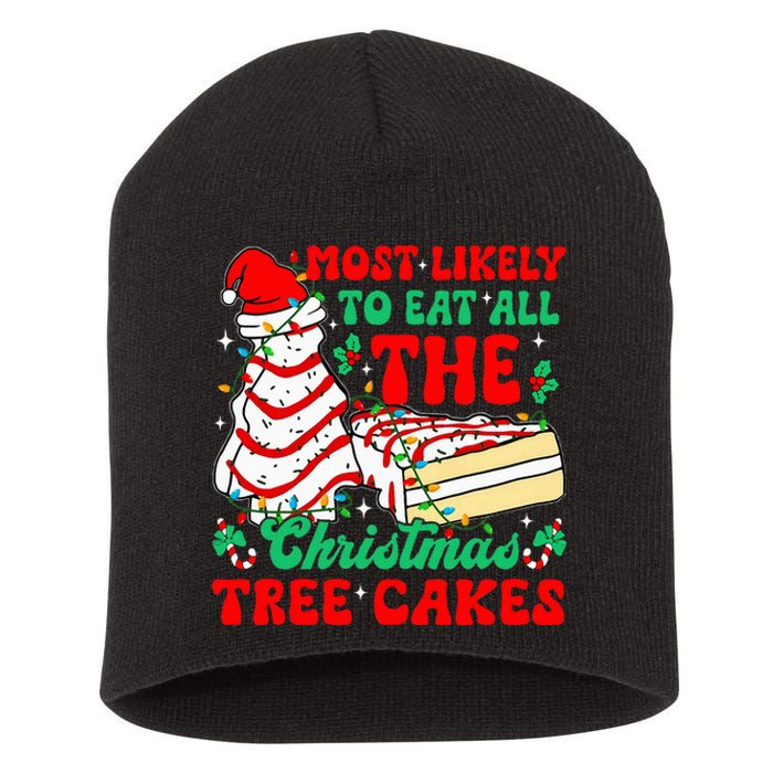 Retro Most Likely To Eat All The Christmas Tree Cakes Debbie Short Acrylic Beanie