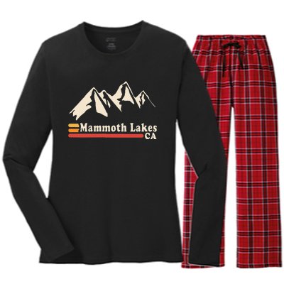 Retro Mammoth Lakes California Ca Mountain Ski Women's Long Sleeve Flannel Pajama Set 