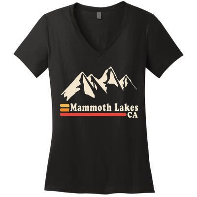 Retro Mammoth Lakes California Ca Mountain Ski Women's V-Neck T-Shirt