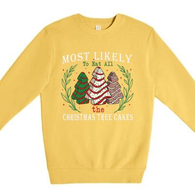 Retro Most Likely To Eat All The Christmas Tree Cakes Debbie Gift Premium Crewneck Sweatshirt