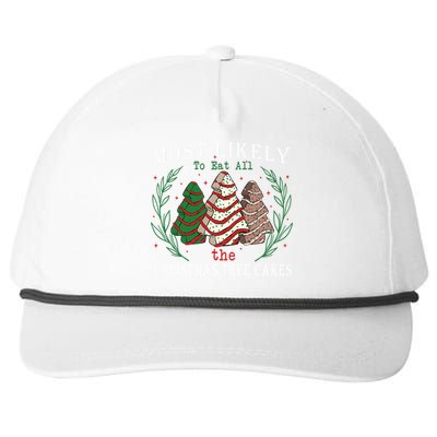 Retro Most Likely To Eat All The Christmas Tree Cakes Debbie Gift Snapback Five-Panel Rope Hat