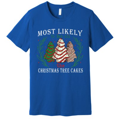 Retro Most Likely To Eat All The Christmas Tree Cakes Debbie Gift Premium T-Shirt