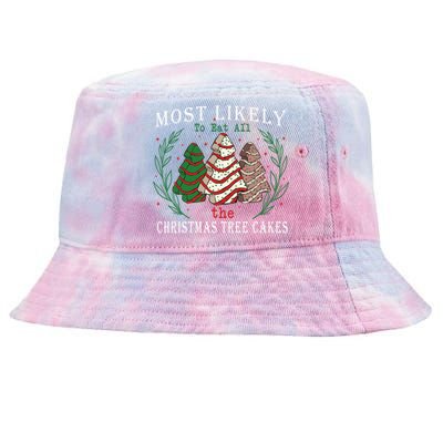 Retro Most Likely To Eat All The Christmas Tree Cakes Debbie Gift Tie-Dyed Bucket Hat