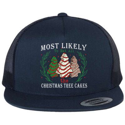 Retro Most Likely To Eat All The Christmas Tree Cakes Debbie Gift Flat Bill Trucker Hat