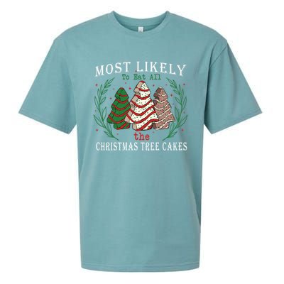 Retro Most Likely To Eat All The Christmas Tree Cakes Debbie Gift Sueded Cloud Jersey T-Shirt