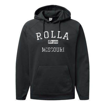 Rolla Missouri MO Vintage Performance Fleece Hoodie