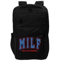 Retro Milf Man I Love Fireworks Funny American 4th Of July Impact Tech Backpack