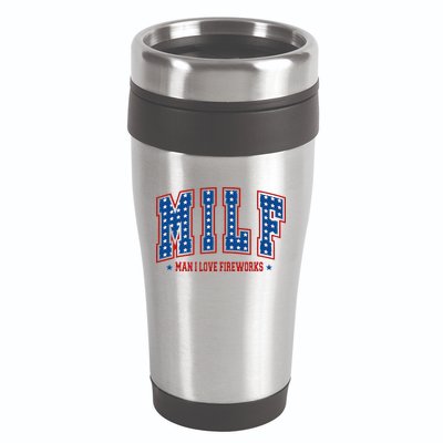 Retro Milf Man I Love Fireworks Funny American 4th Of July 16oz Travel Tumbler
