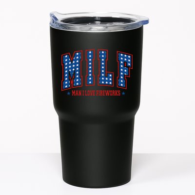 Retro Milf Man I Love Fireworks Funny American 4th Of July Tumbler