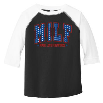 Retro Milf Man I Love Fireworks Funny American 4th Of July Toddler Fine Jersey T-Shirt