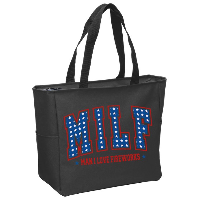 Retro Milf Man I Love Fireworks Funny American 4th Of July Zip Tote Bag