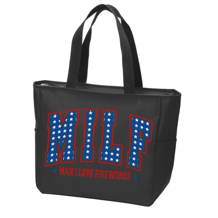 Retro Milf Man I Love Fireworks Funny American 4th Of July Zip Tote Bag