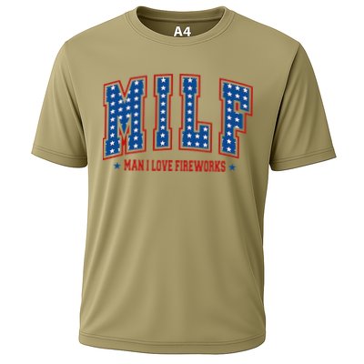 Retro Milf Man I Love Fireworks Funny American 4th Of July Performance Shirt