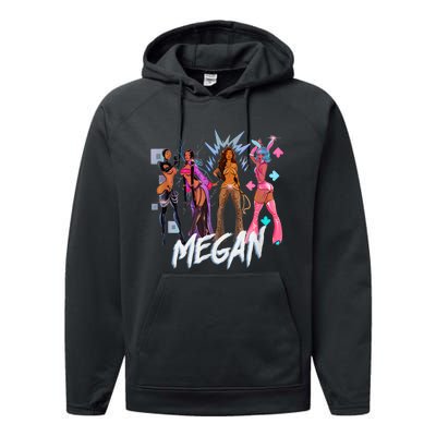 Retro Megan Moon Megan First Name Personalized Vintage Performance Fleece Hoodie