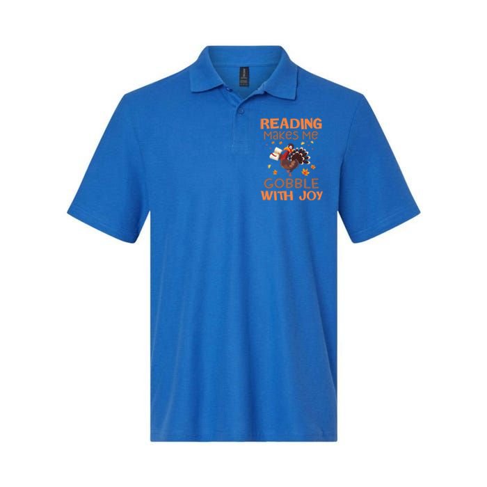 Reading Makes Me Gobble With Joy Meaningful Gift Softstyle Adult Sport Polo