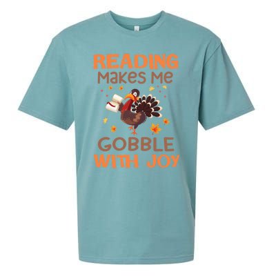 Reading Makes Me Gobble With Joy Meaningful Gift Sueded Cloud Jersey T-Shirt